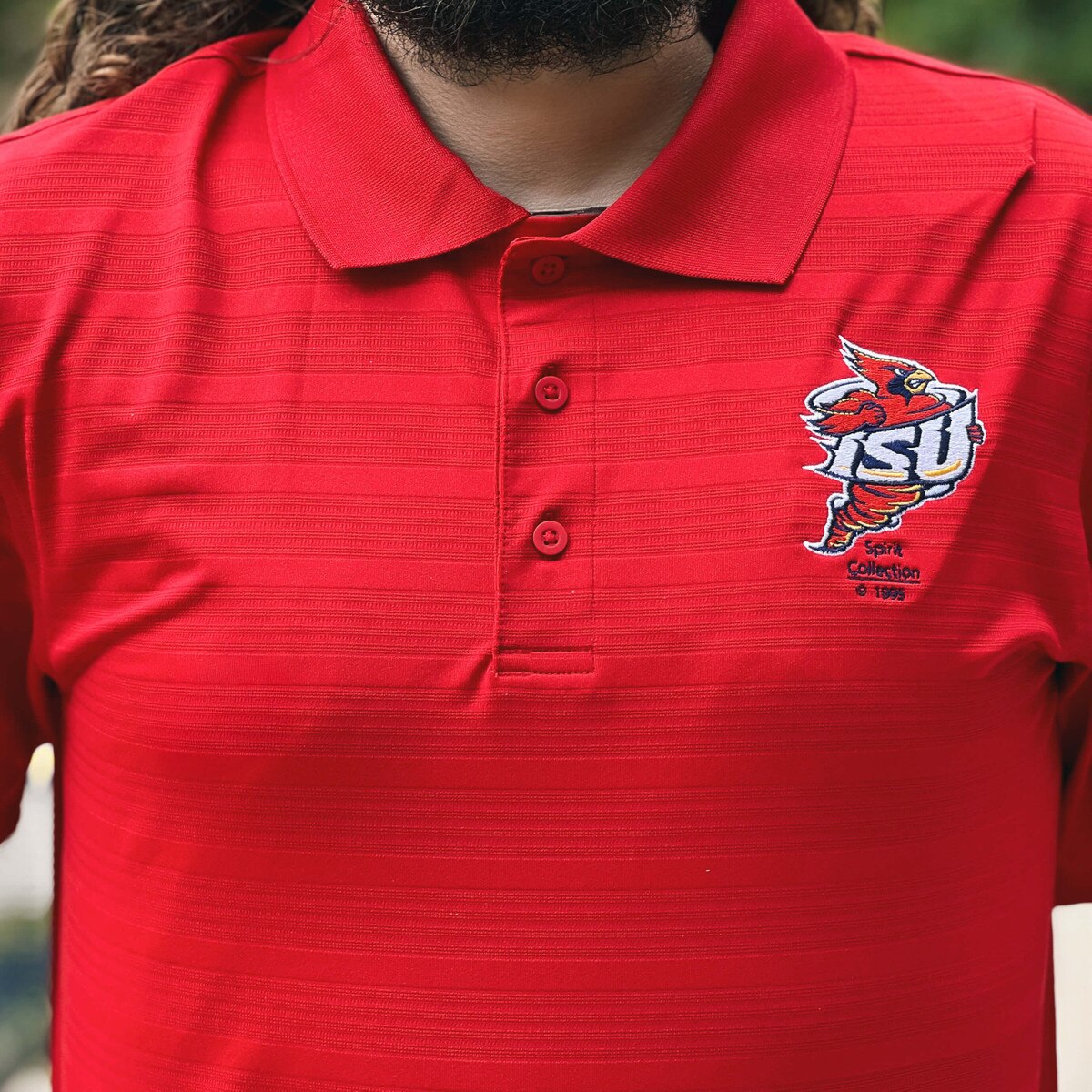 Champion® Punching Cy Cardinal Tonal Striped Polo